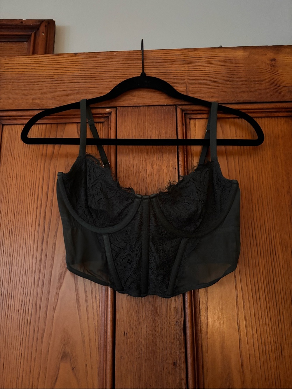 Dark Green Lace Longline Bralette